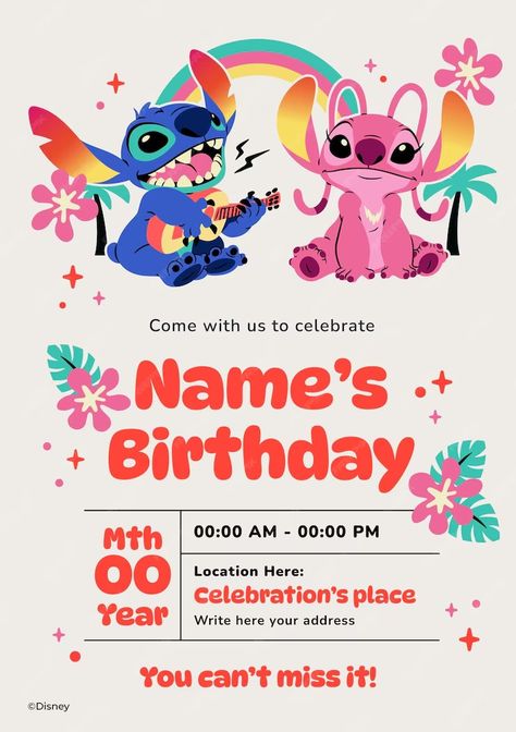 Stitch and Angel Birthday Invitation | Premium Disney template Stitch And Angel Birthday Party, Stitch And Angel Birthday, Angel Birthday Party, Angel Birthday, Crafts Room, Stitch And Angel, Kids Party Themes, Paper Designs, Diy Crafts Room Decor