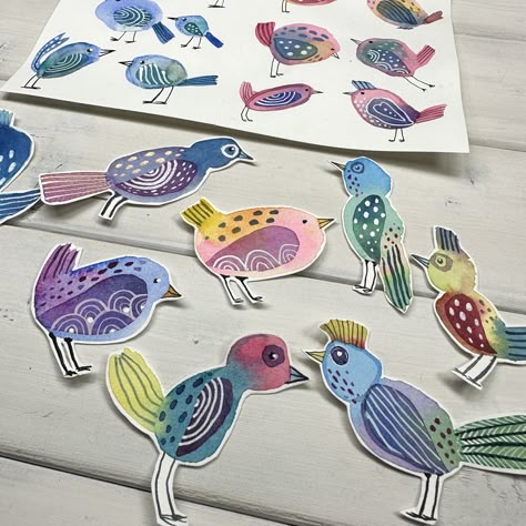 Watercolor for Joy with Karen Elaine | Willa Workshops Watercolor Collage Fodder, Taskmaster Art, Fodder School, Quirky Birds, Collage Fodder, Whimsical Birds, Painting Whimsical, The Joy Of Painting, I Wan