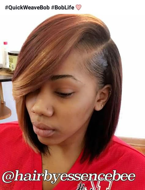 Two Toned Quick Weave, Quick Weave Bob With Highlights, 2 Tone Bob Weave Black Women, Quick Weave Bob Peekaboo, Bob Traditional Sew In, Bob Hairdos, Natural Sewin, Hair Styles For Ladies, Sewin Bob