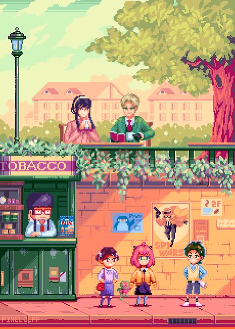 Spy Family Pixel Art, Pixel Jeff, Animation Sheet, Moving Wallpaper, Anime Pixel, Pixel Art Background, Pixel Animation, Pixel Art Tutorial, Color Aesthetic