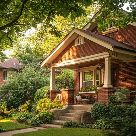 How Brick Accents Elevate Bungalow Exterior Design • 333+ Inspiring Lifestyle Ideas Heritage Home Exterior, Brick Bungalow Exterior Makeover, 70s Exterior House, Small Bungalow Exterior, Brick Craftsman House, Brick Bungalow Exterior, Bungalow Exterior Makeover, Bungalow House Exterior, Bungalow Exterior Design