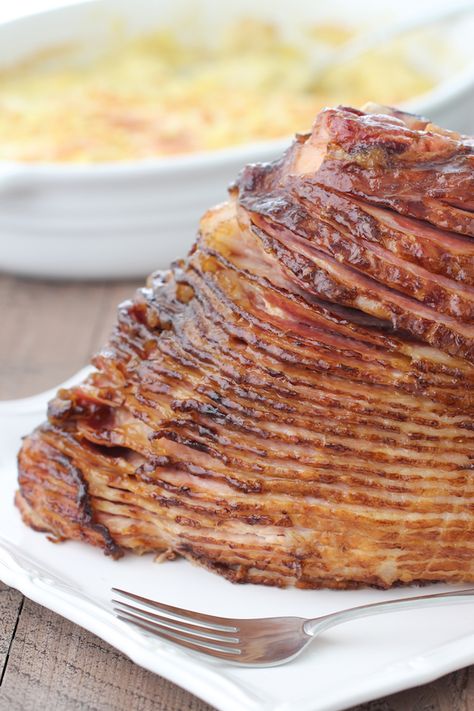 Fig Glazed Spiral Sliced Baked Ham - Olga's Flavor Factory Baked Spiral Ham, Instant Pot Ham Recipe, Coca Cola Ham, Ham Easter, Sweet Ham, Honey Baked Ham Recipe, Ham In The Oven, Spiral Cut Ham, Whole Ham