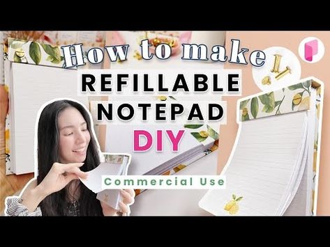 (49) DIY Refillable Notepad - Tutorial - YouTube Diy Note Pad, Diy Notepad, Notepad Crafts, Notepad Diy, Note Pad Covers, Bookbinding Tutorial, Book Binding Diy, Japanese Gifts, Printing Business