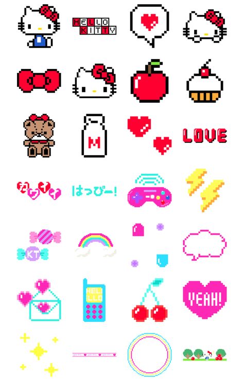 Hello Kitty 8Bit Hello Kitty Games, Hello Kitty Imagenes, Silly Gifts, Online Scrapbook, Iphone Stickers, Hello Kitty Drawing, Hello Kitty Art, Music Stickers, Hello Kitty Iphone Wallpaper