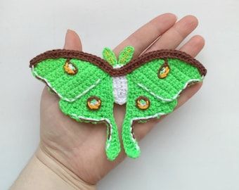 Felt Luna Moth PDF Pattern Butterfly Ornament Sewing | Etsy Sock Kitten, Train Applique, Appliques Au Crochet, Crochet Butterfly Free Pattern, Butterfly Crochet, Crochet Appliques, Butterfly Ornaments, Crochet Decor, Crochet Butterfly