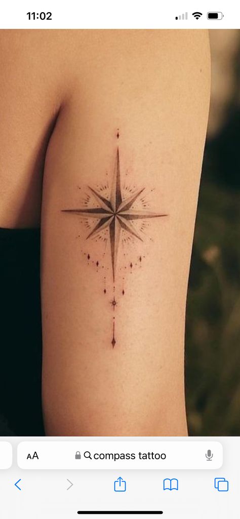 Half Compass Tattoo, North Star Tattoo, North Star Tattoos, Star Tattoo, Star Tattoos, Compass Tattoo, North Star, Tattoos And Piercings, Compass