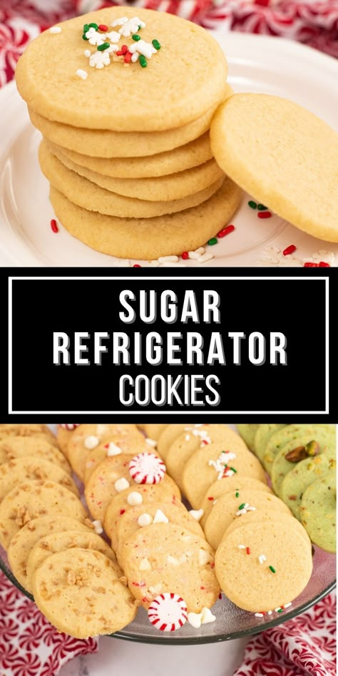 Sugar Refrigerator Cookies are a traditional cookies also known as icebox cookies that are the perfect recipe as a base for so many incredible cookie recipes. Refrigerator Sugar Cookies, Refrigerator Sugar Cookie Dough Recipes, Icebox Cookie Recipes, Refrigerator Cookies Recipes Christmas, Ice Box Cookies Recipe, Icebox Cookies Old Fashioned, Refrigerator Cookie Dough Recipes, Ice Box Cookies Old Fashioned, Easy Butter Cookie Recipe