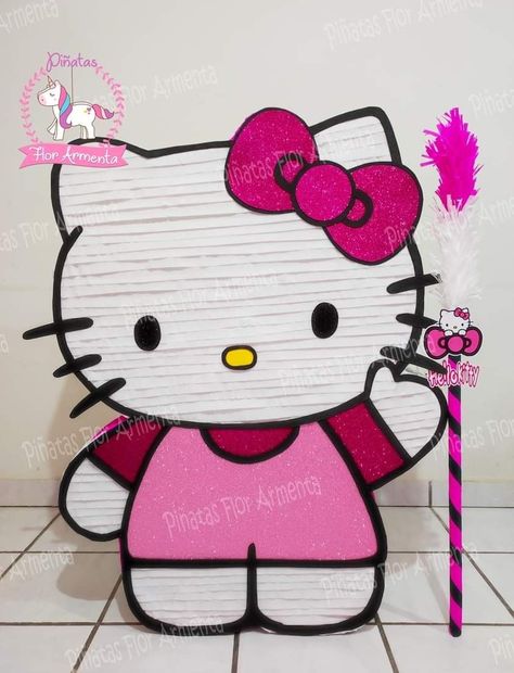 Hello Kitty Birthday Decorations, Hello Kitty Pinata, Hello Kitty Birthday Invitations, Hello Kitty Birthday Theme, Hello Kitty Theme Party, Baby Birthday Party Theme, Birthday Pinata, Piñata Ideas, Hello Kitty Birthday Party