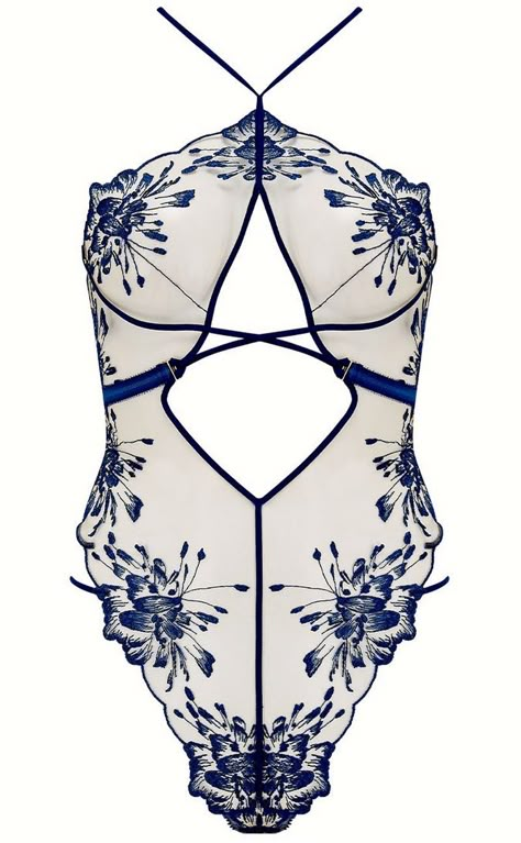 Halter Bodysuit, Lingerie Inspiration, Blue Lingerie, Blue Embroidery, Azure Blue, Luxury Lingerie, Sweet Dress, Lingerie Collection, Dance Outfits