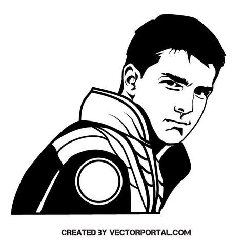 Actor Tom Cruise vector image Tom Cruise Illustration, Celeb Portraits, King Josiah, Caricature Sketch, Free Vector Illustration, Vector Images Illustrations, Vector Portrait, George Michael, Sketches Easy