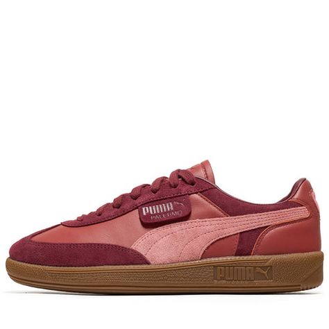 * Leather upper   * Suede accents   * Leather lining   * PUMA branding on quarter   * Rubber gum midsole/outsole   * Color: Regal Red/Passionfruit   * Style: 397308 01 Puma Palermo, College Clothes, Cazal Sunglasses, Black Legends, Womens Air Jordans, Jordan 12 Retro, Latest Sneakers, Newest Jordans, Puma Shoes