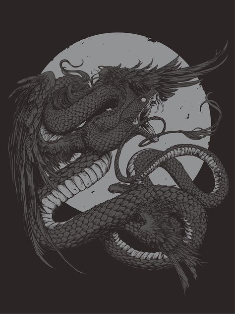 Imgur: The magic of the Internet Ouroboros Art, Manga Studio, Dark Art Illustrations, Weird Creatures, Dragon Art, Drawing Artwork, Ink Pen Drawings, Tattoo Sketches, Ink Drawing