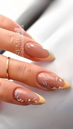 Gel French Manicure, Pink Glitter Nails, Casual Nails, Elegant Nails, Floral Nails, Chic Nails, Nail Arts, Gel Manicure, French Manicure