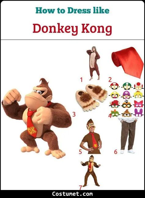 Donkey Kong's Costume for Cosplay & Halloween 2023 Diy Donkey Kong Costume, Donkey Kong Costume, Don King, Party City Costumes, Brown Jumpsuits, Costume For Halloween, Halloween 2023, The Donkey, Trunk Or Treat