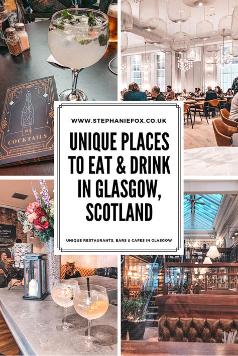 Looking for unique places to eat and drink in Glasgow, Scotland? This guide covers quirky cafes in Glasgow, independent bars on Ashton Lane, cocktail bars in Merchant City and beautiful restaurants in Glasgow city centre. #glasgow #scotland #scotlandtravel #scotlandtraveltips #glasgowfood Quirky Cafe, Glasgow Food, Euro Travel, Glasgow City Centre, Beautiful Restaurants, Bucket List Europe, Scotland Vacation, Nature Therapy, Glasgow City