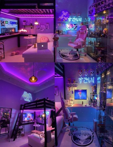 Otaku Room Decor, Cool Rooms For Teenagers, Cybercore Room, Smile Tips, Anime Bedroom, Cool Room Decor, Otaku Room, Gamer Room Decor, Cute Diy Room Decor