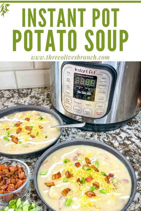 Baked Potato Soup Instant Pot, Instant Pot Potato Soup, Loaded Baked Potato Soup Recipe, Baked Potato Soup Recipe, Ham And Potato Soup, Potato Soup Easy, Loaded Potato Soup, Loaded Baked Potato Soup, Loaded Baked Potato