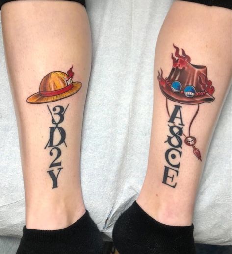 Luffy Tattoo One Piece, 3d2y Tattoo, Brother Tattoos, Ace Sabo Luffy, One Piece Tattoos, Ace And Luffy, One Piece Ace, Dope Art, Anime Tattoos