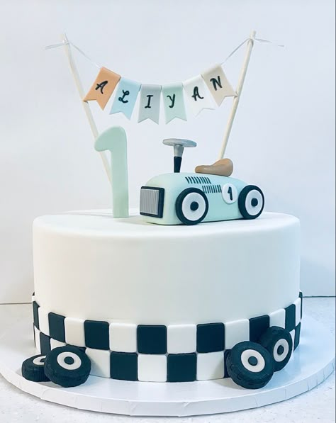 Race Car 1st Birthday Cookies, 1st Birthday Cake Car Theme, Two Fast Bday Cake, Fast 1 Birthday Cake, Two Fast Smash Cake, Wheels First Birthday Party, Car First Birthday Cake, Car Themed Birthday Party Cake, Race Car Theme First Birthday