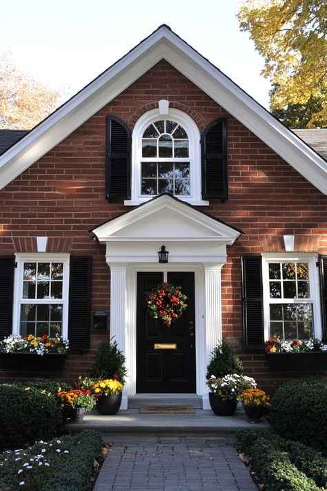 brown-brick-house-exterior Traditional Home Exterior Brick, Trim On Red Brick House, Brick House With Window Boxes, Brick Red House Exterior Colors, Texas Brick Homes, Cute Small Brick House, Brick House Window Trim, Brick Cape Cod Exterior Makeover, Light Pink Brick House Exterior