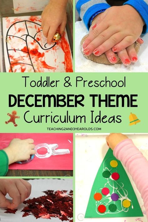 Looking for hands-on preschool December themes? This resource is filled with ideas and free printables to help you plan the entire month. Can be adapted for toddlers, too! #Christmas #december #holidays #gingerbread #jinglebells #themes #curriculum #lessonplans #preschool #toddlers #teachers #classroom #printables #homeschool #age2 #age3 Christmas Lesson Plans For Toddlers, December Toddler Activities, December Preschool Themes, Preschool Seasons, December Lesson Plans, December Themes, Christmas Lesson Plan, Christmas Science Activities, December Lessons