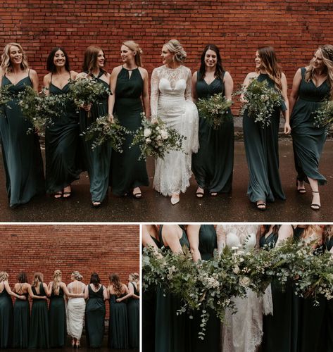 Winter Wedding Green, Brooklyn Winter, Downtown Winter, Evergreen Wedding, Winter Bridesmaids, Chelsea Wedding, Wedding Color Pallet, Forest Theme Wedding, I Am So Lucky