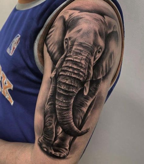 Elephant Shoulder Tattoo Men, Men Elephant Tattoos, Large Elephant Tattoo, Elephant Arm Tattoo, Elephant Tattoos Men, Elephant Tattoo Men, Elephant Art Tattoo, Baby Hand Tattoo, Realistic Elephant Tattoo