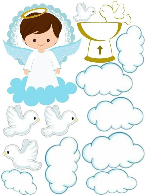 Christening Cake Topper Printable, Baptismal Cake Boy, Angel Topper, Christening Cake Boy, Baby Boy Cake Topper, Baptism Cake Topper, Recuerdos Primera Comunion Ideas, Bride And Groom Silhouette, Boss Birthday