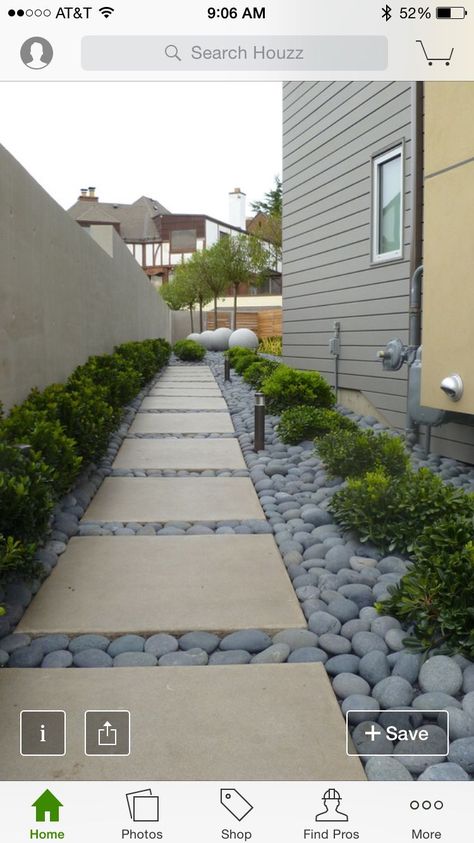 Low maintenance side yard                                                                                                                                                                                 More Coastal Backyard, Side Walkway, Side Yard Landscaping, Front Walkway, Side Yards, Landscaping Garden, Low Maintenance Landscaping, Rock Garden Landscaping, Have Inspiration