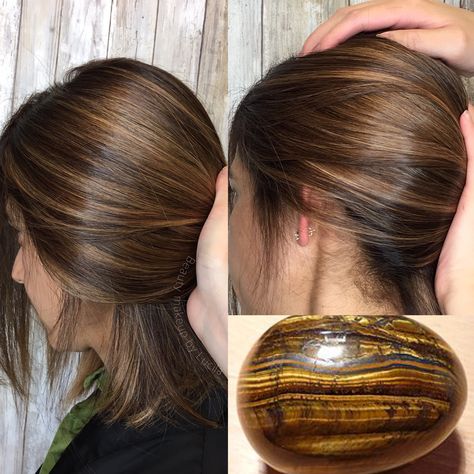 Tiger eye hair Tiger Eye Hair Color, Tiger Eye Hair, How To Bayalage Hair, Ear Tattoo, Color Ideas, Behind Ear Tattoo, Tiger Eye, Hair Stylist, Hair Color