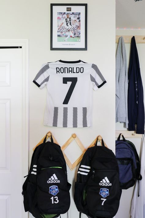 Shared teen boy bedroom ideas & organization – House Mix Bedroom Ideas Organization, Teen Boy Bedroom Ideas, Boy Bedroom Ideas, Ronaldo Jersey, Soccer Backpack, Etsy Planner, Gym Lockers, Teen Boy Bedroom, Planner Gift