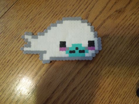 Perler bead seal that I made. Debra Smith. :) Sheep Perler Bead Patterns, Seal Perler Beads, Sea Animal Perler Beads, Goose Perler Beads, Ferret Perler Beads, Harp Seal, Easy Perler Beads Ideas, Dragon Puppet, Diy Perler Bead Crafts