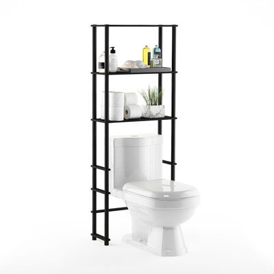 Ebern Designs Anoka 23.62" W x 64.57" H x 9.05" D Over The Toilet Storage | Wayfair Toilet Space Saver, Over Toilet Storage, Grey Shelves, Toilet Shelves, Over The Toilet, Black Toilet, Over Toilet, Ashley Furniture Homestore, Toilet Storage