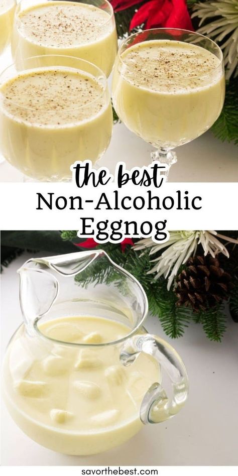 Oh, my…., this holiday eggnog is so rich and flavorful and just perfect for our Christmas Eve when we open a few gifts.  We made non alcoholic eggnog so the little ones can enjoy it as well. If you like eggnog, you will also like our eggnog tart. Alcohol Free Eggnog, Eggnog Recipe Non Alcoholic, Eggnog Non Alcoholic, Homemade Eggnog Non Alcoholic, Egg Nog Recipe Homemade Non Alcoholic, Eggnog Recipe Homemade Non Alcoholic, Homade Egg Nog, Egg Nog Non Alcoholic, Non Alcoholic Eggnog Drinks