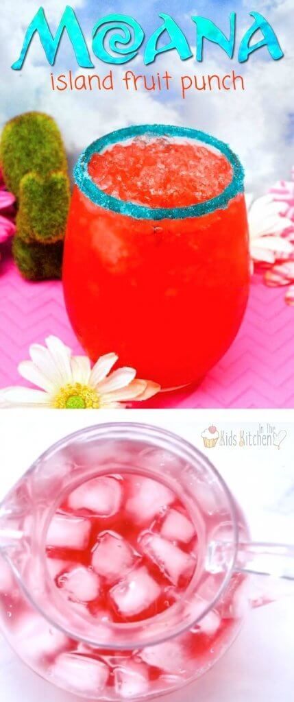 Our favorite summer drink recipe! This Moana fruit punch tastes just like Hawaiian punch but much healthier than sugar based party drinks! Click for recipe video!  #drinks #Moana #recipe Luau Brunch, Cosmos Cocktail, Chores Ideas, Hawaiian Punch Recipes, Fruit Drinks Alcohol, Juice Recipes For Kids, Hawaiian Fruit, Fruit Drinks Recipes, Fruit Punch Recipe