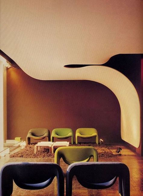 1970 Interior Design, 70s Interior, 1970s Home, Retro Interior Design, Mario Bellini, Pierre Paulin, Vintage Interior Design, Retro Interior, Vintage Interiors