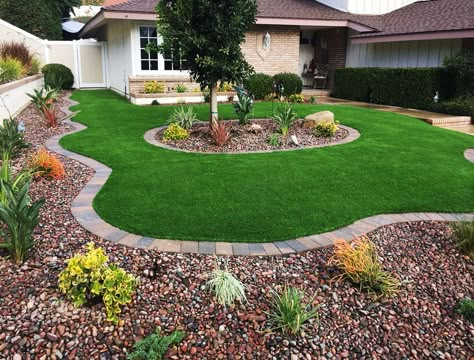 Attention San Diego Homeowners! Get your new Artificial Grass today! FREE estimate: • 100% Financing • $0 Down • No Payments until November 2018. Click Here Desert Backyard Playground, Astroturf Front Yard Ideas, Front Yard Landscaping With Artificial Turf, Turf Front Yard Landscaping, Yard With Artificial Turf, Landscape Ideas With Artificial Turf, Xeriscape With Turf, Front Yard Landscaping With Grasses, Front Yard Landscaping Turf