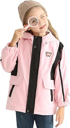 tagyum Girls Jacket Waterproof Windbreaker Fleece Lining Color Block Hooded Jackets Zip Up Kids RainCoats With Pockets Kids Raincoats, Raincoat Kids, Girls Outerwear, Kids Style, Girls Jacket, Outerwear Jackets, Hooded Jacket, Shoes Jewelry, Color Block