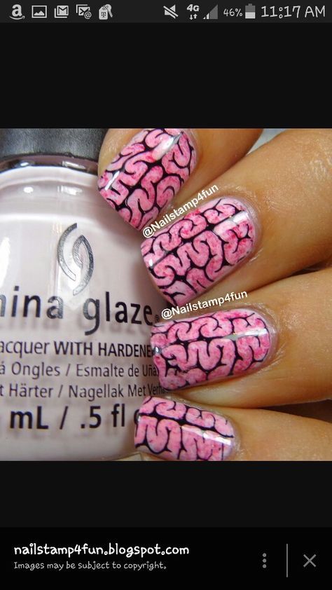 brain Nail Stamping Designs, Nagel Stamping, Nail Stamp, Bunny Nails, Nail Pictures, Toes Designs, Nail Paint, Nail Stamping, Creative Nails