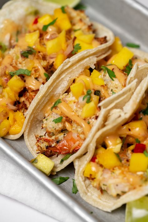 Coconut Shrimp Tacos - Inspiralized Pina Colada Shrimp Tacos, Trader Joe’s Coconut Shrimp Tacos, Coconut Shrimp Meal Ideas, Cajun Fish Tacos, Coconut Shrimp Dinner, Coconut Shrimp Tacos, Prawn Korma, Shrimp Wrap, Healthy Coconut Shrimp