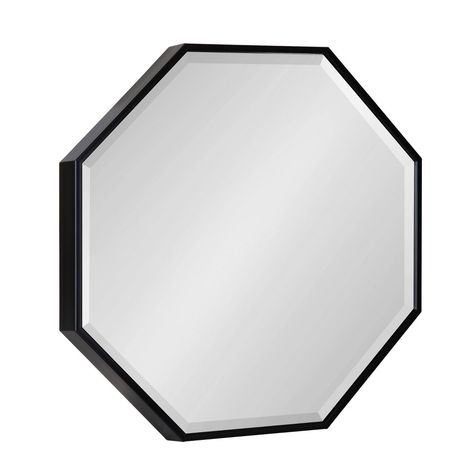 This geometric wall decor is an excellent way to bring modern simplicity into your home with little to no effort. Inspired by aesthetically-pleasing geometry, this mirror has an octagon design with a sleek black-finished frame. Adding a mirror to your home illuminates your space by reflecting light and providing dimension to your smaller areas. The Rhodes octagon mirror is a dynamic and dimensional piece of decor, standing at 18 inches high by 18 inches wide, with a 1.5 inch deep profile. The bl Octagon Design, Octagon Mirror, Large Couch, Black Wall Mirror, Geometric Wall Decor, Circular Mirror, Framed Mirror Wall, Wall Mounted Mirror, Geometric Wall