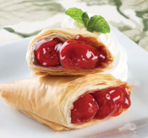 Cherry Phyllo Turnover | Athens Foods Fillo Dough Recipes, Phylo Dough, Cherry Turnover, Philo Dough, Cherry Turnovers, Filo Dough, Phyllo Dough Recipes, Phyllo Recipes, Athens Food