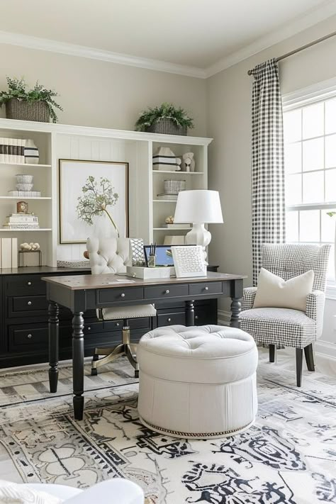 Productive Workspace, Guest Bedroom Home Office, Home Office Decorating Ideas, Feminine Home Offices, Small Home Offices, Cozy Home Office, Office Decorating, Guest Room Office, Office Guest Room