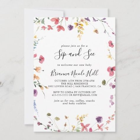 Sip And See Girl Invitations & Invitation Templates | Zazzle Sip And See Themes, Sip N See Party Ideas Girl, Sip And See Party Ideas Girl, Sip Ans See Shower Ideas, Sip And See Adoption Party, Sip And See Invitation, Gender Reveal Brunch Invitations, Spring Sip And See, Sip And See Invitation Wording