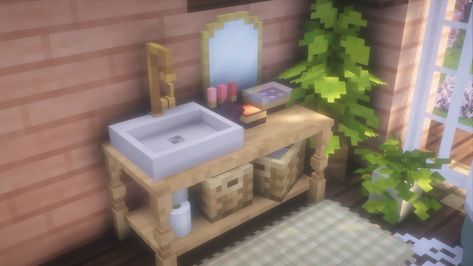 I added a little bathroom area to my cherry blossom cottage! no toilet though also these are the bathroom items I will be adding to the 1.3 update! #minecraft #creativemincraft #mizunos16craft #bslshaders #aestheticminecraft Minecraft Toilet, Toilet Minecraft, Minecraft Bathroom, Aesthetic Minecraft Builds, Minecraft Models, Little Bathroom, Cottagecore Minecraft, Minecraft Aesthetic, Pixel Png