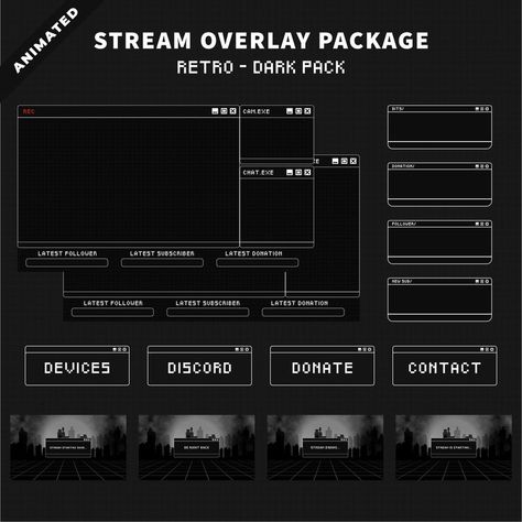 DARK RETRO STREAM OVERLAYS Twitch Overlay Ideas, Dark Overlay, Twitch Layout, Overlay Ideas, Twitch Alerts, Interesting Facts About Yourself, Stream Overlay, Twitch Overlay, Get High