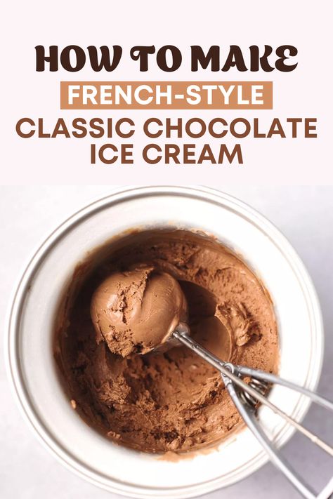 French style chocolate ice cream French Ice Cream Recipes, Chocolate Frozen Custard, Fairlife Chocolate Milk Ice Cream, Dark Chocolate Ice Cream, Custard Ice Cream, Chocolate Ice Cream Recipe, Powder Milk, Chocolate Custard, French Chocolate