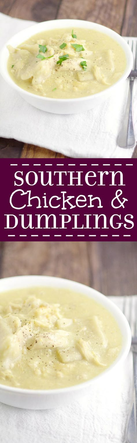 Classic Southern Chicken and Dumplings recipe makes a tasty and filling comfort food dinner idea and recipe for the family, just like grandma's. Can't go wrong with a classic! Seriously the BEST! Southern Chicken And Dumplings, Chalkboard Walls, Chicken Dumplings Recipe, Chicken And Dumplings Recipe, Southern Chicken, Dumplings Recipe, Comfort Food Recipes Dinners, Chicken Dinners, Dumpling Recipe