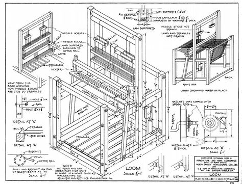 Clothes - Open Source Ecology Loom Plans, Simple Bird Feeder, Construction Drawing, Pattern Clothes, Loom Machine, Weaving Machine, Weaving Loom Diy, Weaving Looms, Rigid Heddle Weaving