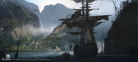 ArtStation - Assassin's Creed IV Black Flag Concept Art, Martin Deschambault Galleon Ship, Assassins Creed 4, Assassin's Creed Black, Assassins Creed Black Flag, Pirate Aesthetic, Pirate Stuff, Age Of Sail, Concept Art World, Sea Of Thieves